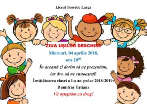 Înscrierea în clasa I-a, anul de studii 2018-2019
